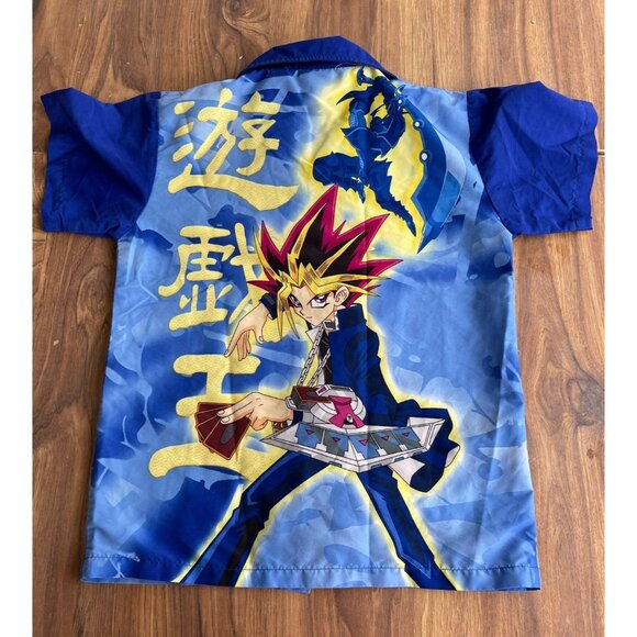 YuGiOh 1996 RARE Vintage Anime All Over Print Button Up Shirt Blue Black size S - Picture 7 of 7